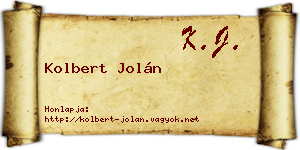 Kolbert Jolán névjegykártya
