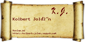 Kolbert Jolán névjegykártya